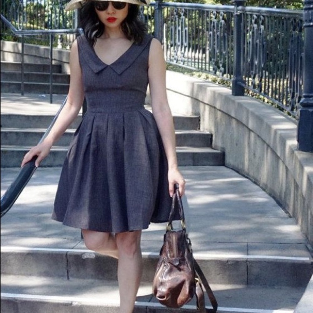 APRICITY Gray Sunday Retro Collar Dress